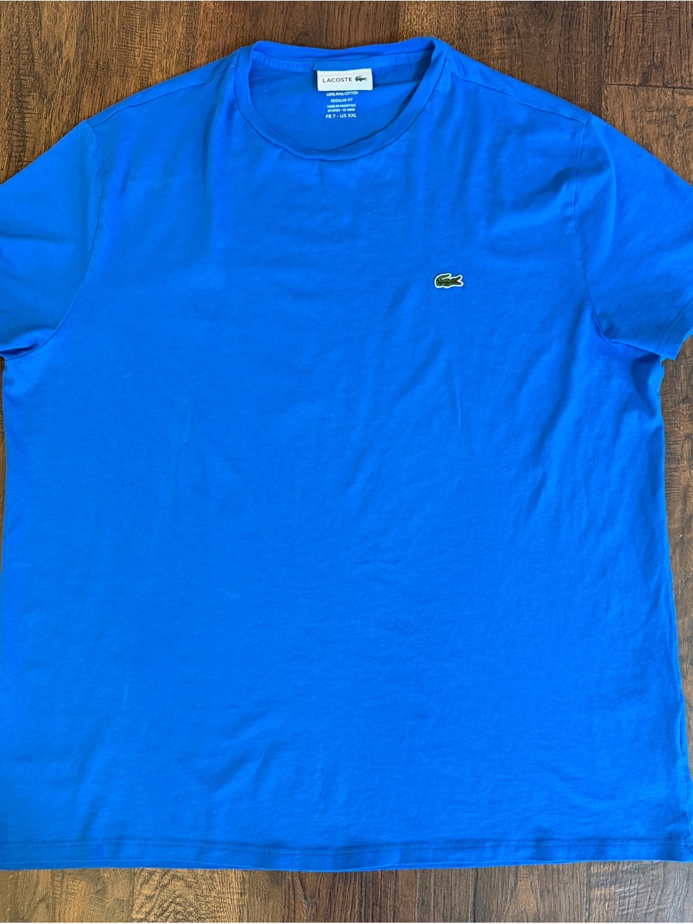 Lacoste Men’s XXL Blue Pima Cotton Crew Neck T-Shirt Crocodile Logo